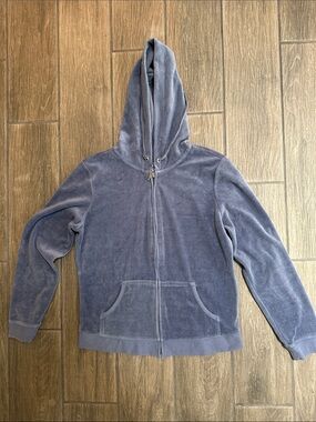 New York & Company Mid-Blue Velour Zip Up Hoodie. Womens size Medium